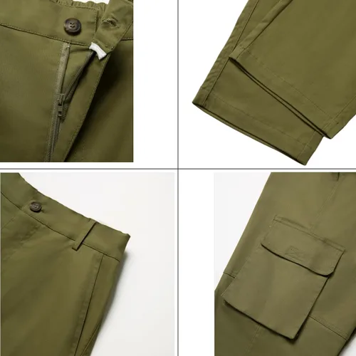 Vista 5 de Cargo Pants for Men Multi Pockets Work Pants Cotton Stretch Elastic Waist Relaxed Fit Hiking Outdoor Casual