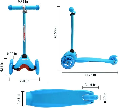 Vista 6 de ChromeWheels Mini Scooter para Niños Pequeños, Scooters Deluxe de 3 Ruedas para Niños, 4 Alturas Ajustables con Scooters de Patada
