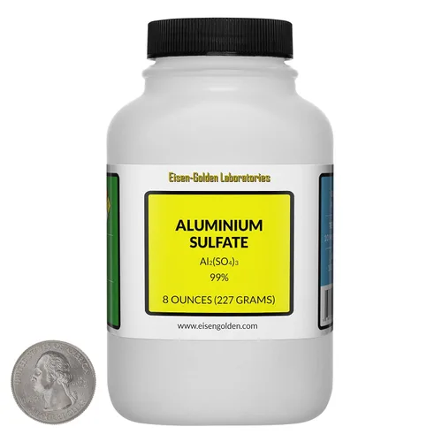 Sulfato de aluminio [Al2(SO4)3] 99% polvo grado AR 8 onzas en una botella