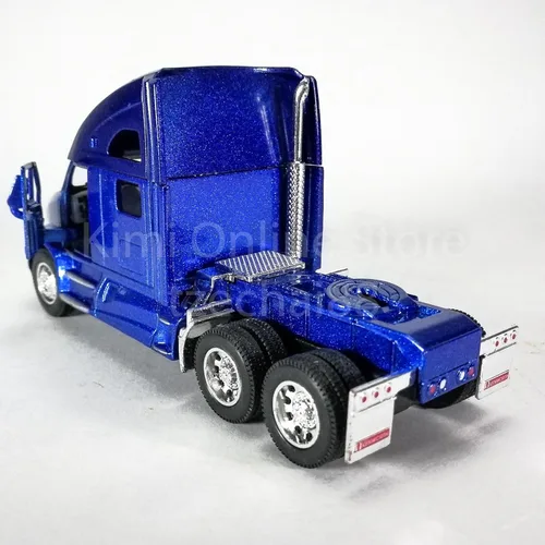 Vista 8 de KiNSMART Kenworth T700 - Camión contenedor a escala 1:68, modelo de metal fundido a presión, azul con calcomanías, acción de retroceso
