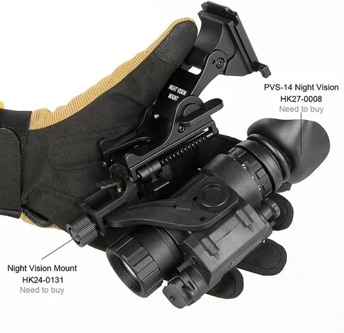 Vista 6 de Rhino Mount adaptador de casco Full Metal NVG Mount para PVS 14 visión nocturna gafas mortaja y estructura de articulación espiga