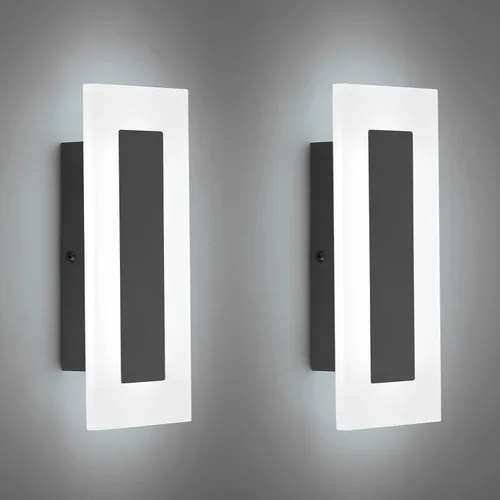 Vista 14 de LMQNINE Moderno aplique de pared de acrílico LED, luz blanca, 6000 K, iluminación de pared acrílica cableada para dormitorio, pasillo, escaleras