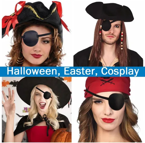 Vista 4 de 3 parches de ojo médicos ajustables para adultos tratar ojo perezoso ojo izquierdo derecho Cosplay disfraz