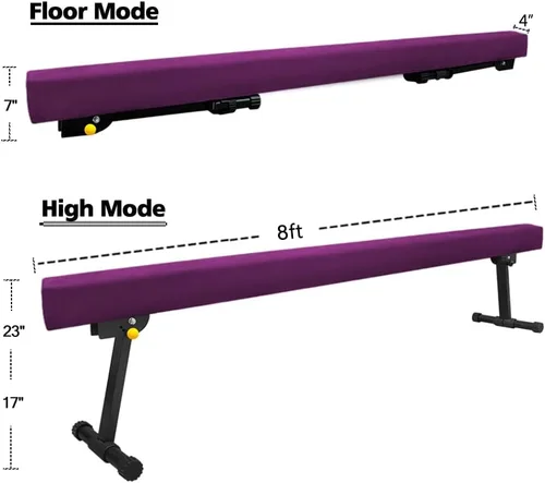 Vista 5 de 6ft/8ft Gymnastics Balance Beam, High and Low Floor Beam Gymnastics Equipment for Kids/Adults,Gymnastics Beam for Training