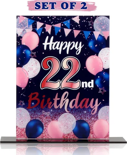 Vista 192 de LINGTEER Decoración de cumpleaños, soporte para globos, centros de mesa de acrílico, póster impreso de feliz 50 cumpleaños, centros de mesa de Negro