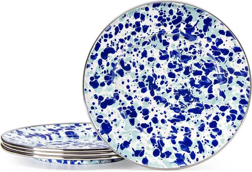 Vista 5 de Golden Rabbit Enamelware Sandwich Plates, 8.5 inch, Americana, Set of 4