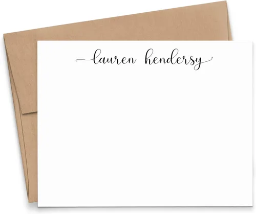 Papelería personalizada para mujer, tarjetas de notas planas modernas con sobres, juego de papelería personalizado para mujeres, tu elección de