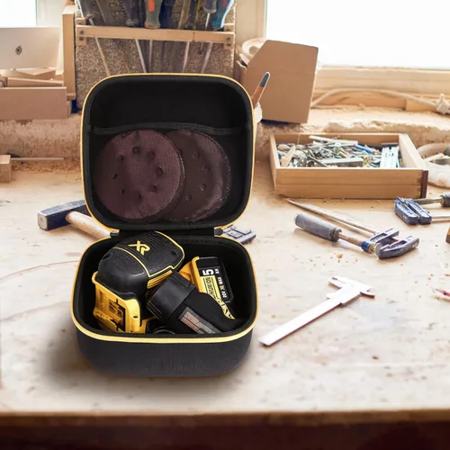 Vista 8 de khanka Estuche rígido de viaje compatible con lijadora orbital DEWALT 20V MAX (DCW210B), solo funda