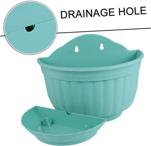 Vista 8 de Maceta de plástico para colgar en la pared de media ronda para jardinera decorativa de pared