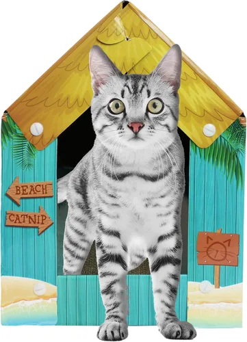 Vista 14 de American Cat Club Casa navideña para gatos y rascador para gatos con hierba gatera incluida