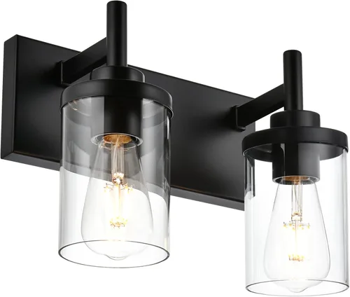 Vista 16 de Lámparas de baño, 3 luces, moderna lámpara de pared de níquel cepillado con pantalla de vidrio transparente, luces modernas de montaje en pared
