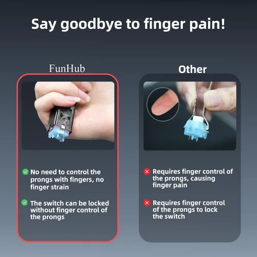 Vista 6 de FunHub Extractor de teclas translúcido 2 en 1 para teclado mecánico intercambiable en caliente, fácil de quitar y reemplazar, interruptor