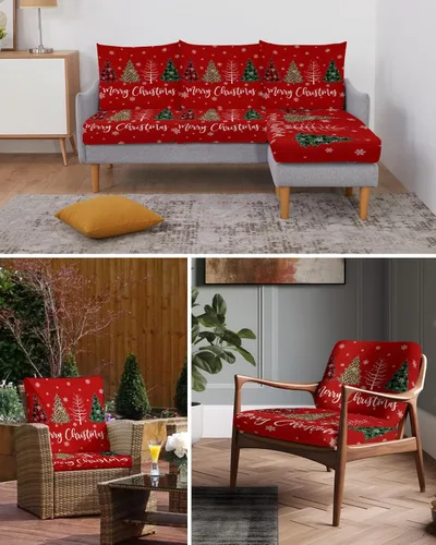 Vista 6 de Fundas de cojín elásticas para sofá de árbol de Navidad, seccionalindividualLT, funda para sofá con parte inferior elástica, estampado de leopardo