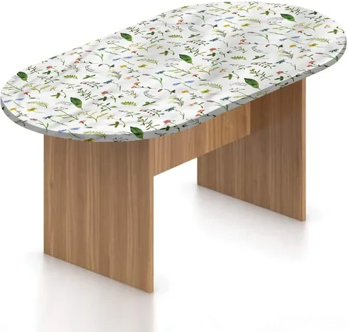 Vista 13 de Mantel ovalado ajustable para mesa de patio, con bordes elásticos de poliéster, diseño de conejitos y nubes Kawaii con bonitos estampado