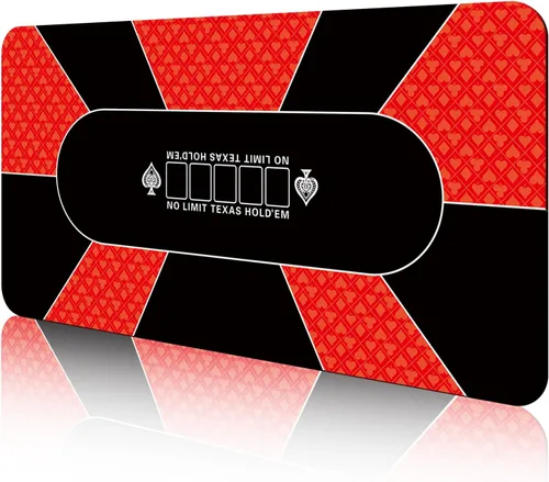 Vista 9 de CONTINUE Alfombrilla de póquer impermeable mejorada para 6 jugadores, Texas Hold'em y Blackjack, diseño de mesa de goma antideslizante con bolsa
