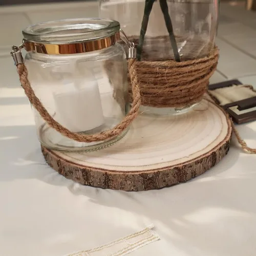 Vista 7 de 10 piezas de rodajas de madera para centros de mesa de 5.5-6.5 pulgadas, círculos de madera para decoración de mesas, círculos de madera rústica