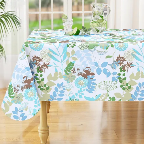 Vista 7 de misaya Mantel rectangular de vinilo impermeable, mantel lavable con reverso de franela, mantel de plástico para cena, picnic, interior y exterior