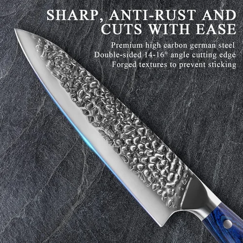Vista 2 de Cuchillo de chef, cuchillo de cocina profesional de 8 pulgadas, cuchillo afilado de acero inoxidable de alto carbono, cuchillos de chef súper