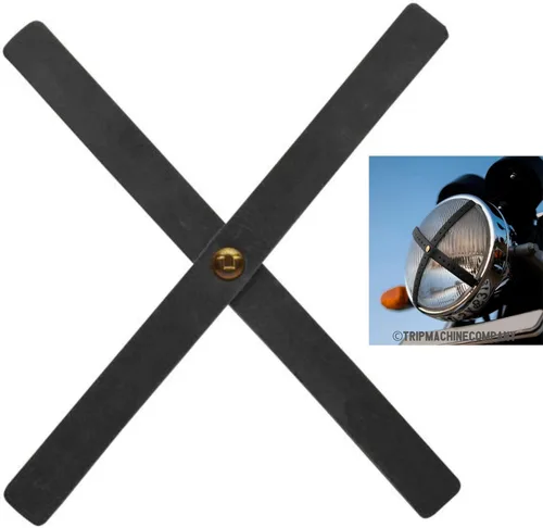 Vista 4 de Trip Machine Company Faro de Cuero Genuino X Accesorios Universales para Motocicleta Fácil de Instalar (Negro Perforado)