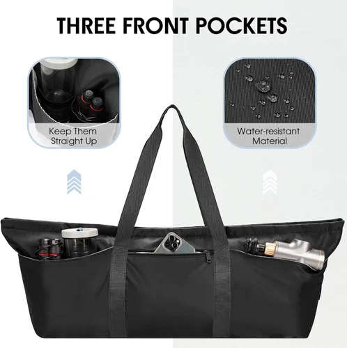 Vista 6 de Bolsa grande para esterilla de yoga con compartimento para zapatos y bolsillo impermeable, bolsa de gimnasio para pilates con soporte para esterilla