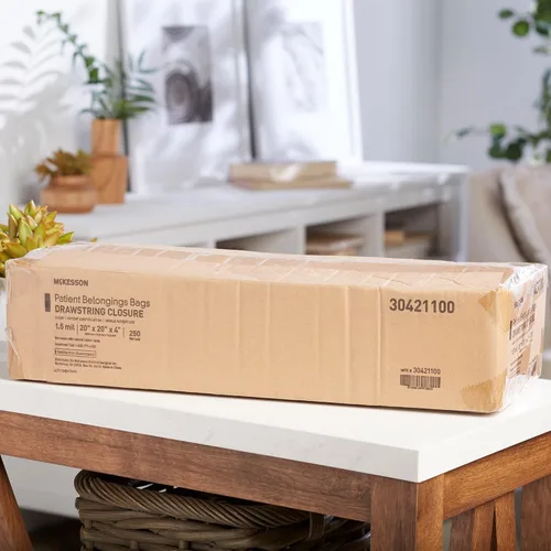 Vista 8 de McKesson Bolsa de pertenencias para pacientes con cierre de cordón, blanca, 4 x 20 x 20 pulgadas, 250