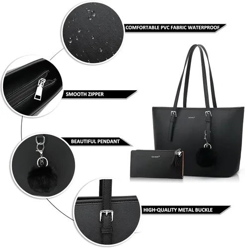 Vista 6 de TANTOMI Tote Bags for Women Purses and Handbags Shoulder Bags Top Handle Satchel Purses 3pc for Work Travel