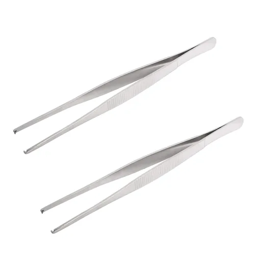 Vista 7 de Accesorios de tejido Pinzas de acero inoxidable, herramienta de alicates, pinzas para el pulgar de diente de rata, pinzas dentadas, plata, 2