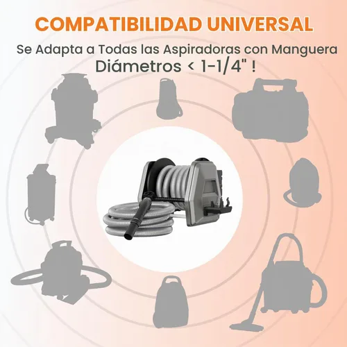 Vista 6 de Giraffe Tools Retractable Vacuum Hose Reel 30 FT Fits 1-1/4"(32mm) shop vac