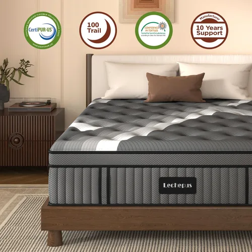Vista 6 de Lechepussleep - Colchón completo Lechepus, colchón Lechepus de 14 pulgadas de espuma viscoelástica híbrida suave en caja, colchón de tamaño completo