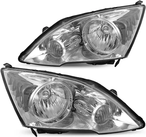 Vista 10 de JSBOYAT Conjunto de Faros Delanteros Par de Repuesto para Honda CR-V 2007-2011, Carcasa Cromada con Reflector Ámbar
