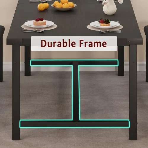 Vista 6 de GarveeHome Juego de mesa de comedor extensible de 5 piezas para 4-6, mesa de cocina y 2 bancos tapizados con protector de esquina de metal, juego