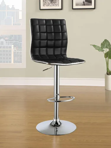 Vista 2 de Taburete de bar ajustable Coaster Negro y Cromo 122087