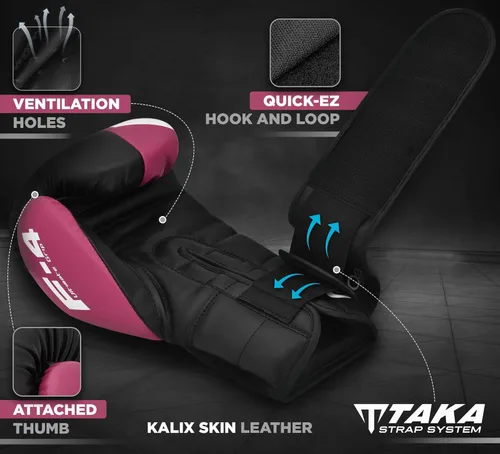 Vista 2 de Guantes de boxeo RDX, guantes de entrenamiento de cuero Maya para Muay Thai, kickboxing, sparring, saco de boxeo, guantes de kickboxing