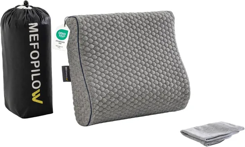 Vista 20 de Almohada de viaje de espuma viscoelástica con funda lavable y bolsa de transporte, almohada de cuello compacta, suave y transpirable para avión