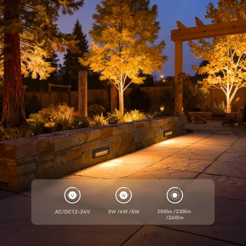Vista 4 de LEONLITE 5W/4W/3W Luz de escalones LED regulable de bajo voltaje de 5CCT para exteriores, iluminación de escalones exteriores de 9 pulgadas, luz