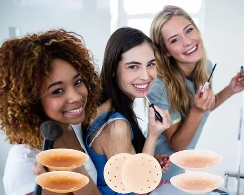 Vista 6 de Breathable Nipple Covers For Women Reusable Invisible Adhesive Silicone Nipple Pasties with Travel Box