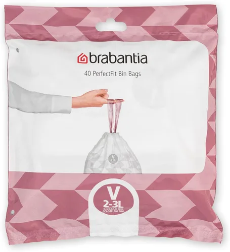 Vista 24 de Bolsas de basura Brabantia PerfectFit (Tamaño W/1.3 Gal) Forros de basura de plástico grueso con asas de cordón (200 bolsas)