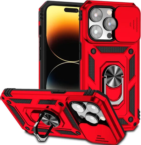 Vista 19 de Hitaoyou Funda para iPhone 14 Pro con funda para cámara y soporte, grado militar, a prueba de golpes, resistente funda protectora para iPhone 14 Pro