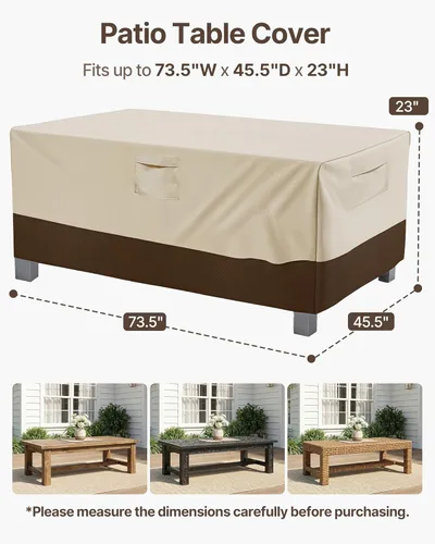 Vista 2 de Vailge Veranda Funda para mesa de patio rectangular/ovalada, resistente, impermeable y al aire libre, para muebles de jardín