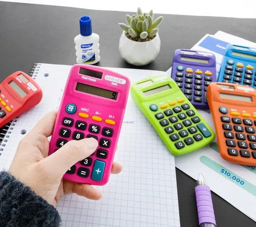 Vista 7 de BAZIC Calculadora de tamaño de bolsillo de doble potencia de 8 dígitos (el color puede variar)