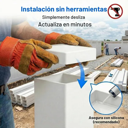 Vista 6 de RECTOO Tapas para Postes de Vinilo 4x4 Blancas (Tamaño Interno Real de 4.00" - NO para Postes de Madera), Remates Superiores de Pirámide para 6