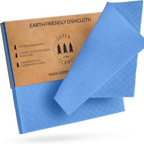 Vista 15 de SUPERSCANDI Paquete de 6 paños de cocina suecos para cocina, 100% biodegradables y compostables, reutilizables, lavables, seguros para alimentos