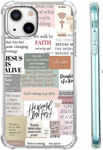 Vista 17 de Cubierta de Teléfono con Versículos de la Biblia y Citas Cristianas de Jesús en Collage, Funda Protectora Suave de TPU de Moda para iPhone 16 Pro, #1