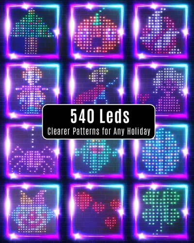 Vista 4 de 540 LED Luces de cortina dinámicas, luces de ventana de Navidad DIY con control remoto y aplicación inteligente, luces de cadena de cortina LED