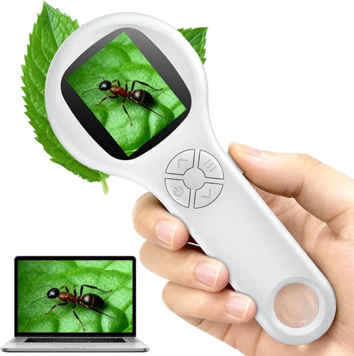 Vista 13 de Microscopio para niños - Mini microscopio digital de bolsillo para niños, lupa portátil USB 500X, zoom 4X, regalos de cumpleaños de Navidad