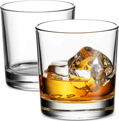 Vista 5 de Godinger Vasos de whisky al estilo antiguo, vasos de bebida fabricados en Italia, vasos de vidrio, regalos de whisky - Juego de 4