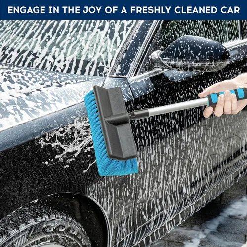 Vista 5 de DSV Standard Cepillo de lavado de coche con mango largo de 50 pulgadas, cepillo de limpieza de coche con accesorio de manguera, cepillos de coche