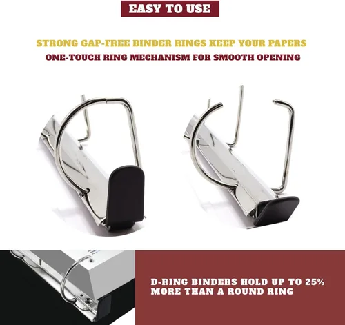 Vista 6 de Paquete de 4 carpetas negras con ángulo de apertura suave de 2.5 pulgadas, carpeta de presentación profesional para páginas estándar con bolsillos