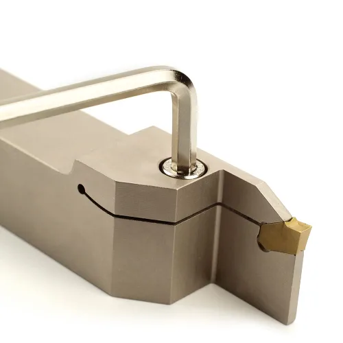 Vista 7 de OSCARBIDE Herramienta de corte de ranurado y separación indexable chapada en níquel de 1 x 1 pulgada con inserto de carburo GTN-4, soporte de torno