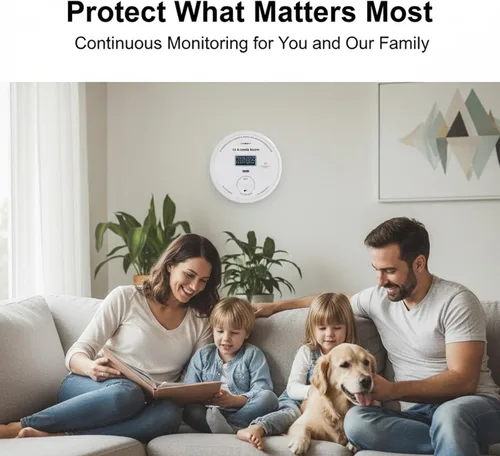 Vista 5 de Essential 2-in-1 Smoke CO Detector, 10-Year Battery, LCD Display, 85dB Horn, No-Hassle Setup for Home